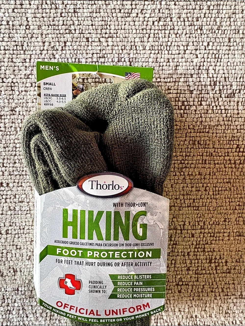 Thorlos Men'Small Maximum Cushion Crew Hiking Socks Green Small